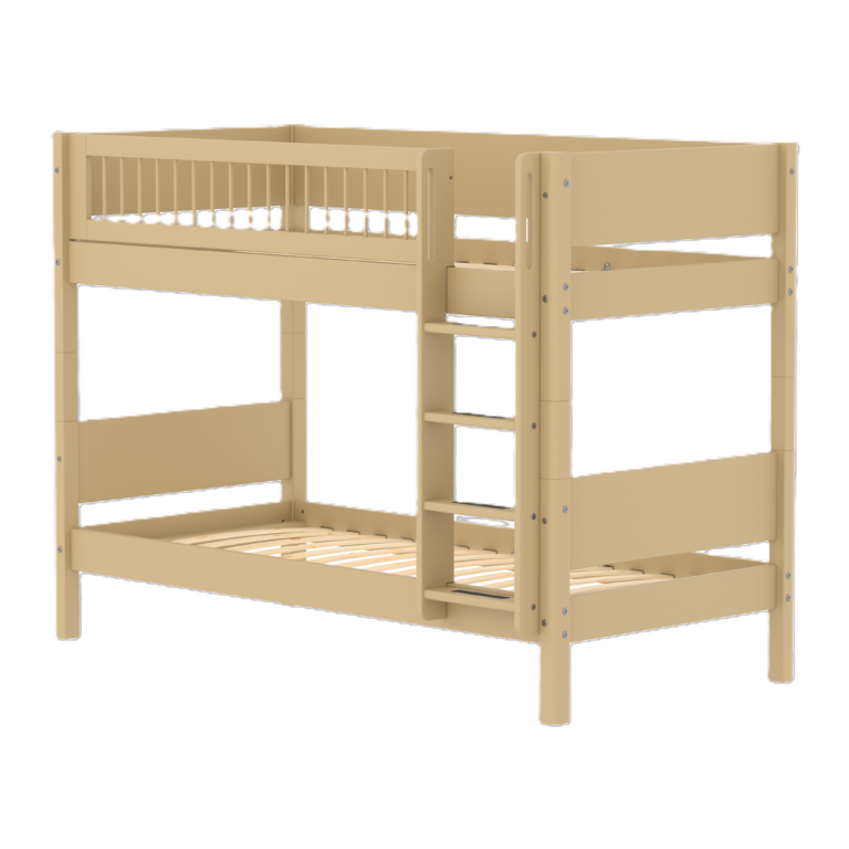 Flexa White Køjeseng 154 cm Med Stige og Crossbar Sengehest 90x200 Cm- Sand