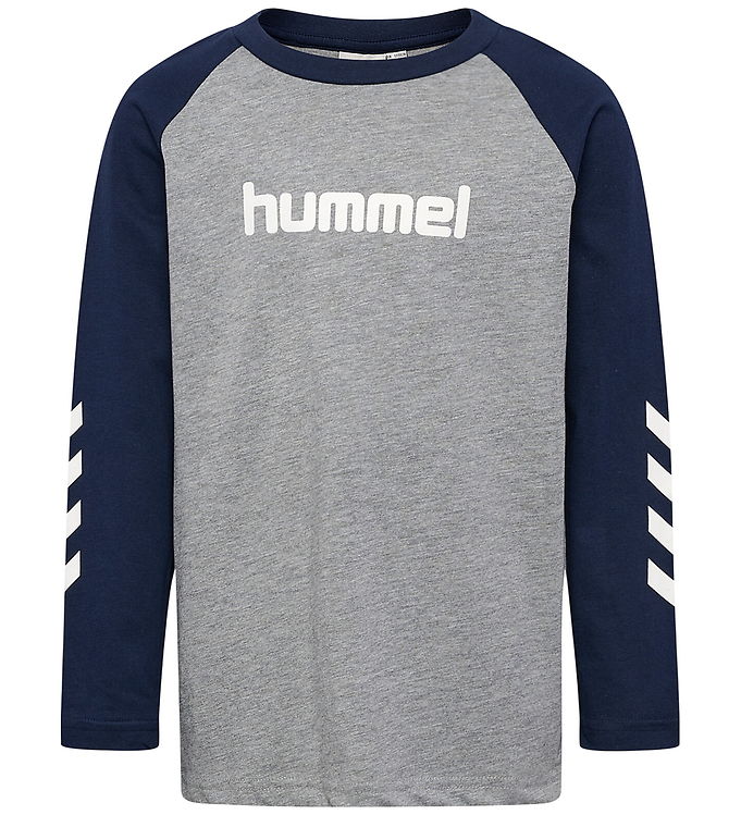 Hummel Bluse - hmlJR Logo - Gråmeleret/Dress Blues