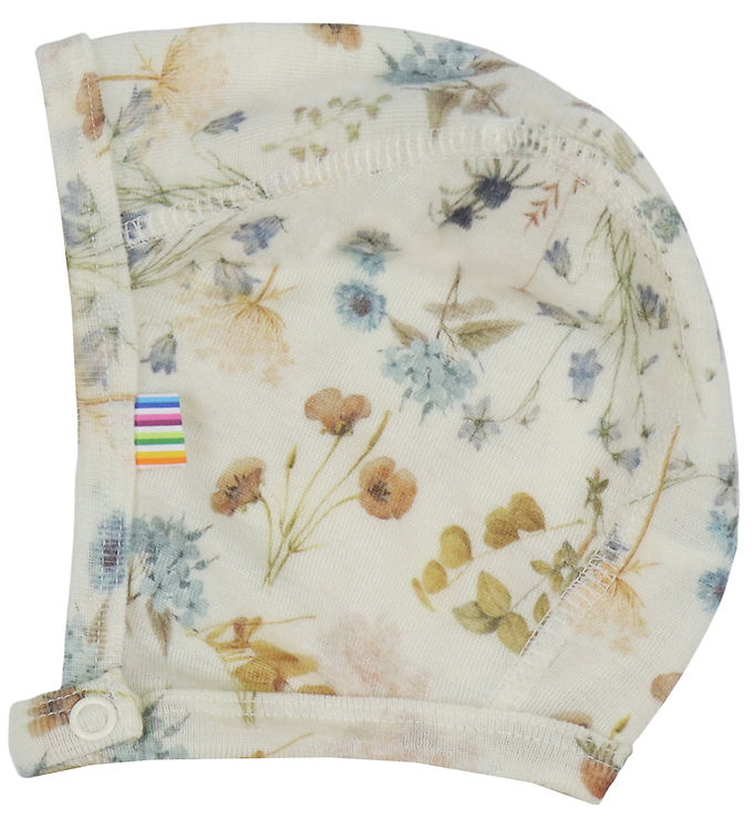 Joha Babyhjelm - Uld - Off White m. Blomster