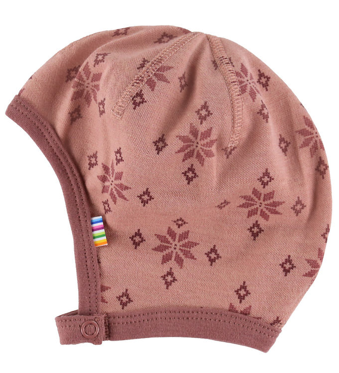 Joha Babyhjelm - Uld/Bomuld - Rose m. Snefnug Joha Babyhjelm - Uld/Bomuld - Rose m. Snefnug