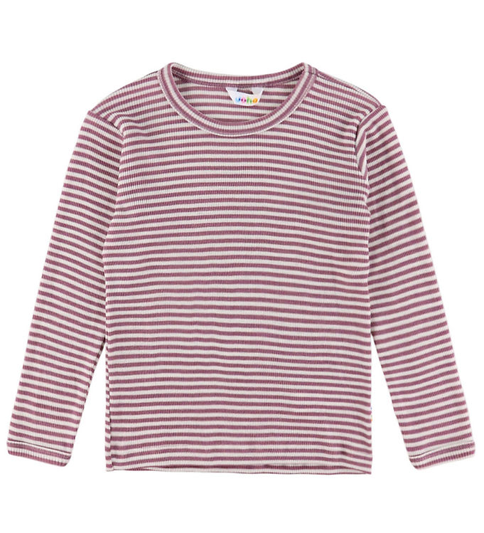 Joha Bluse - Uld/Silke - Rib - Lyng/Stribet