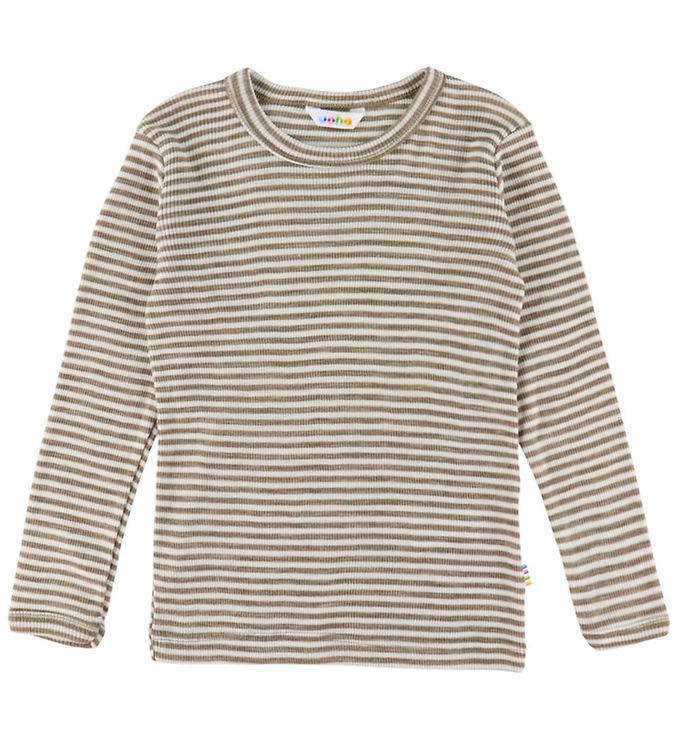 Joha Bluse - Uld/Silke - Rib - Mørk Beige/Stribet Joha Bluse - Uld/Silke - Rib - Mørk Beige/Stribet