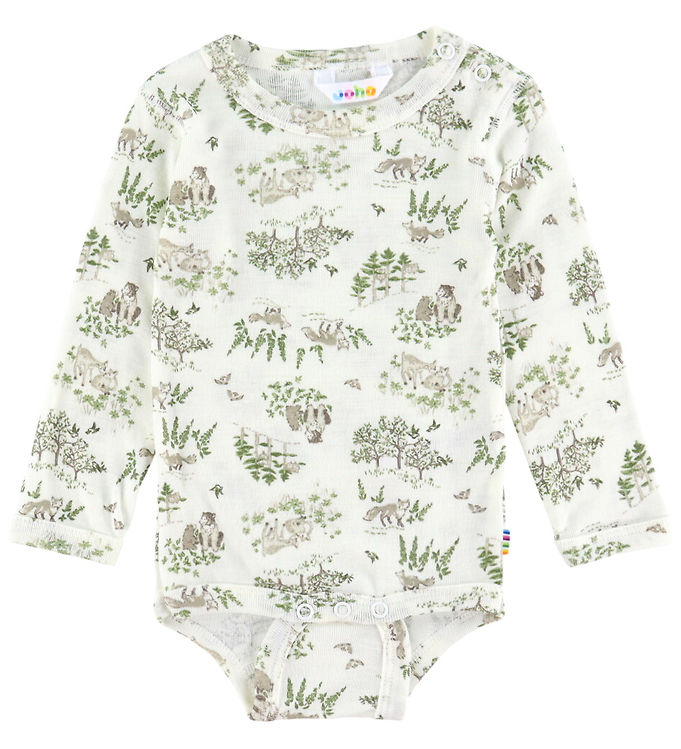 Joha Body l/æ - Uld/Silke - Off White m. Træer