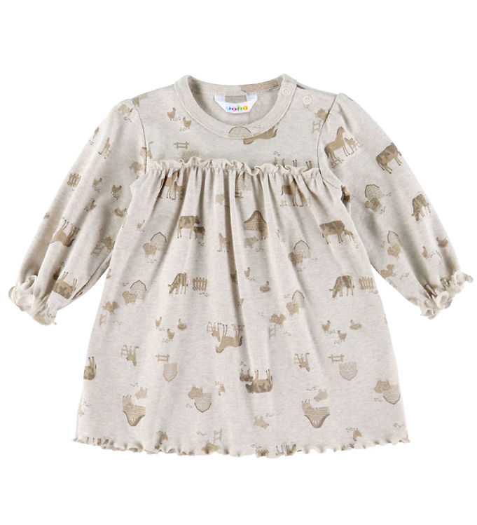 Joha Kjole - Lys Beige m. Bondegårdsdyr Joha Kjole - Lys Beige m. Bondegårdsdyr
