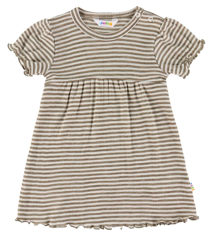 Joha Kjole - Uld/Silke - Rib - Mørk Beige/Stribet Joha Kjole - Uld/Silke - Rib - Mørk Beige/Stribet