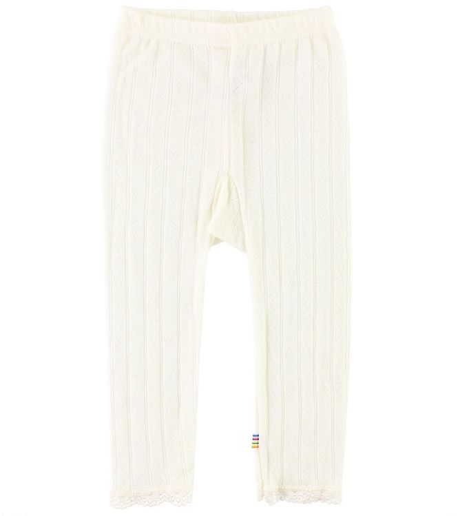 Joha Leggings - Uld/Silke - Råhvid m. Mønster