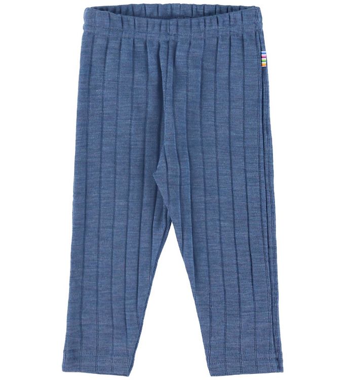 Joha Leggings - Uld/Silke - Rib - Blå Joha Leggings - Uld/Silke - Rib - Blå