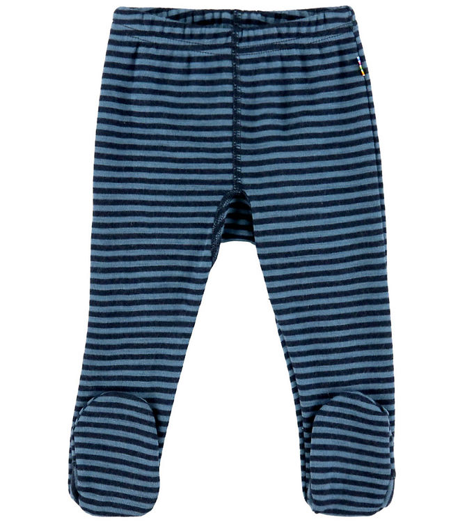 Joha Leggings m. Fødder - Uld - Blå m. Striber Joha Leggings m. Fødder - Uld - Blå m. Striber