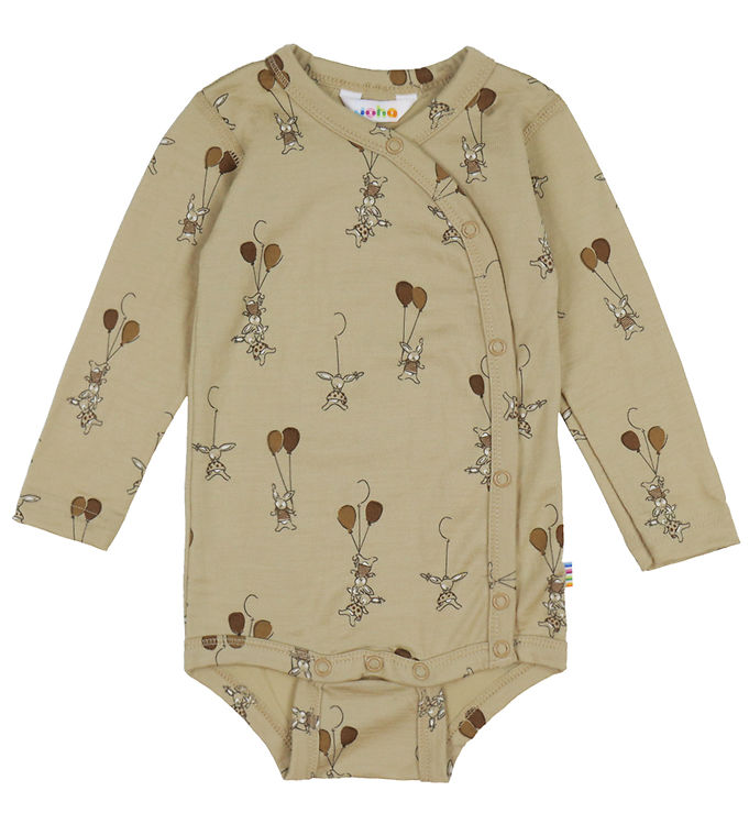 Joha Slå-Om Body l/æ - Uld - Beige m. Kaniner Joha Slå-Om Body l/æ - Uld - Beige m. Kaniner