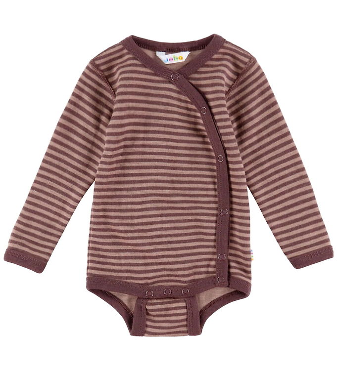 Joha Slå-Om Body l/æ - Uld - Rose m. Striber Joha Slå-Om Body l/æ - Uld - Rose m. Striber