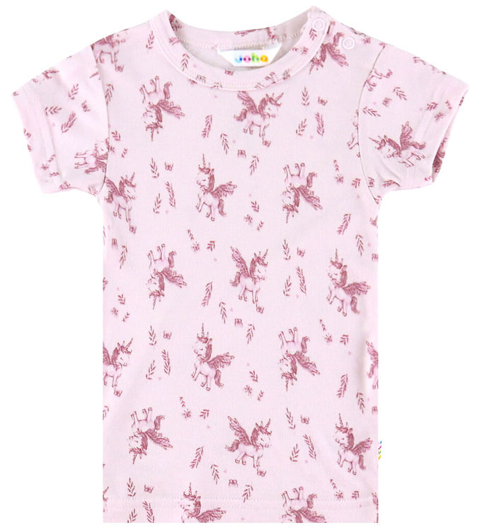 Joha T-shirt - Bambus - Lyserød m. Enhjørninger