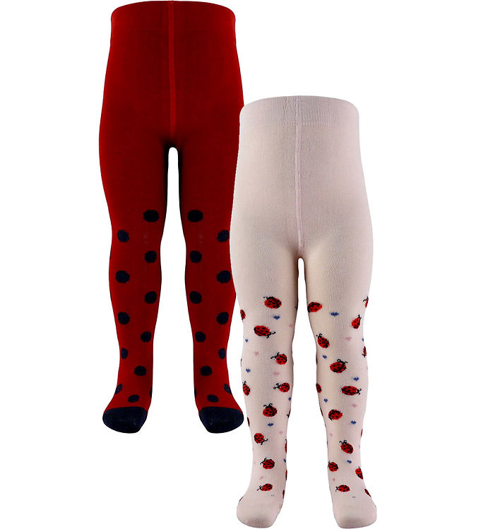Konges Sløjd Strømpebukser - Jacquard - 2-pak - Ladybug Konges Sløjd Strømpebukser - Jacquard - 2-pak - Ladybug