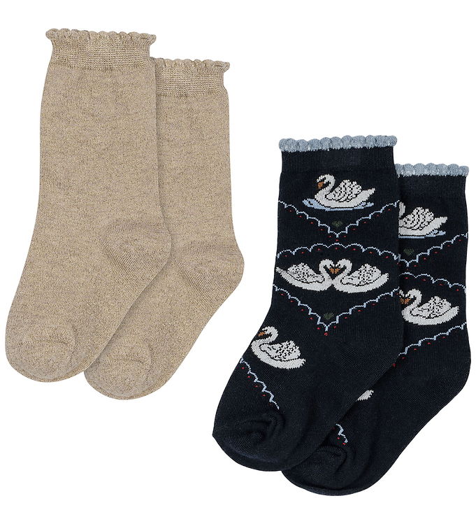 Konges Sløjd Strømper - 2-pak - Jaquard - Navy/Off White