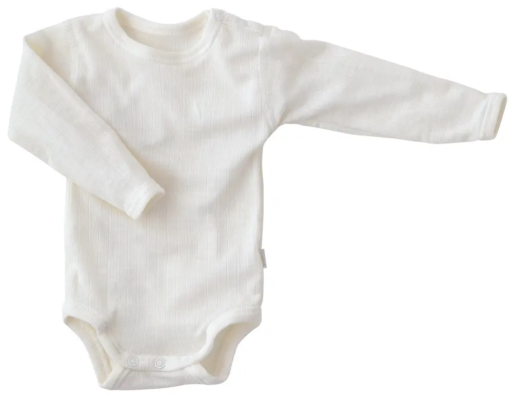 Lang Ærmet Body i Rib - Joha Uld - Natur - 90 Lang Ærmet Body i Rib - Joha Uld - Natur - 90