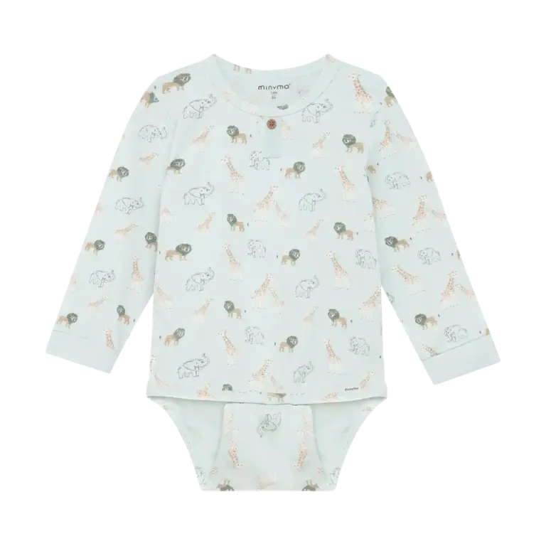 Langærmet Body m. Print - Sprout Green - 86