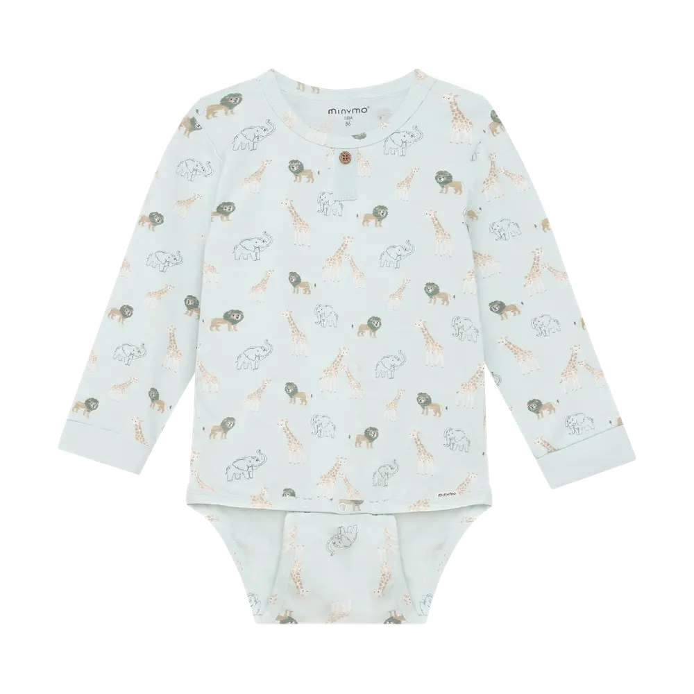 Langærmet Body m. Print - Sprout Green - 86