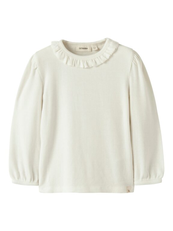 Lil Atelier Frijo LS Slim Top - Coconut Milk - 92 cm