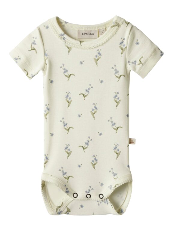Lil Atelier Gayo Sig SS Body - Coconut Milk/Forget me not - 56 cm