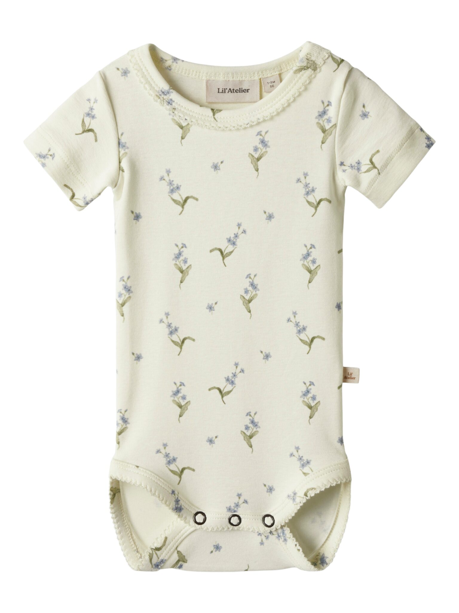 Lil Atelier Gayo Sig SS Body - Coconut Milk/Forget me not - 56 cm