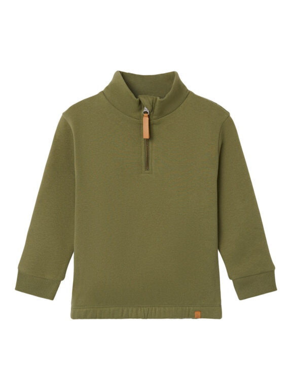 Lil Atelier London Half Zip Sweat Shirt - Loden Green - 92 cm