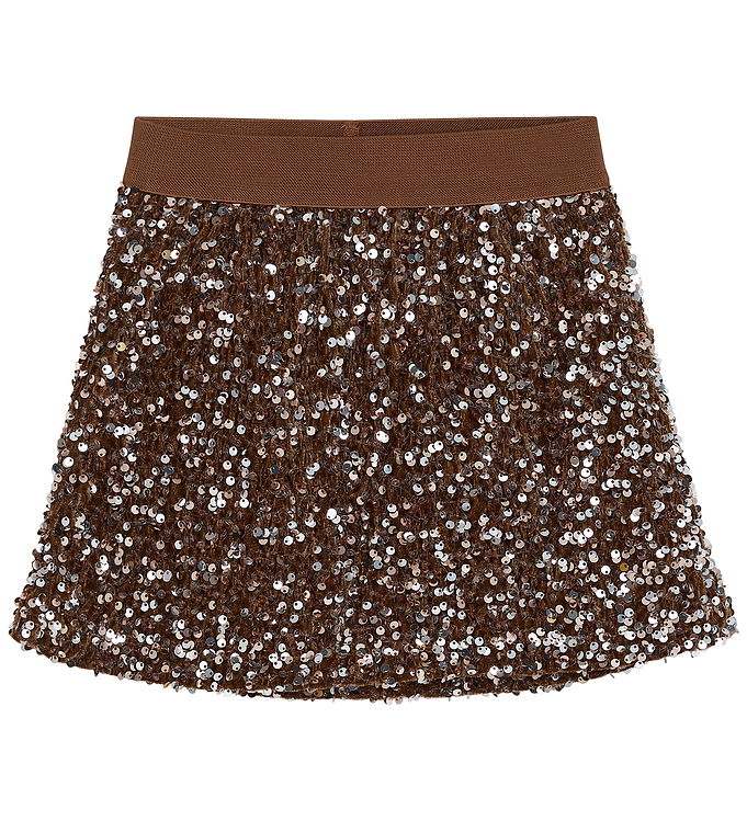 Minymo Nederdel - Velour - Woodrose m. Pailletter