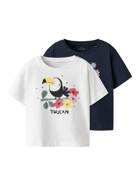 NAME IT 2-Pak T-shirts Veen Navy Blazer Bright White