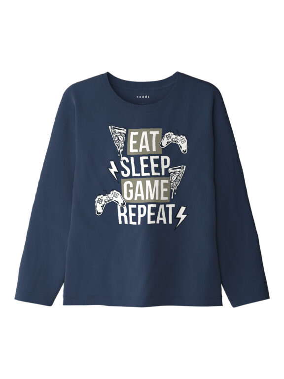 NAME IT Bluse Victor Insignia Blue Eat Game