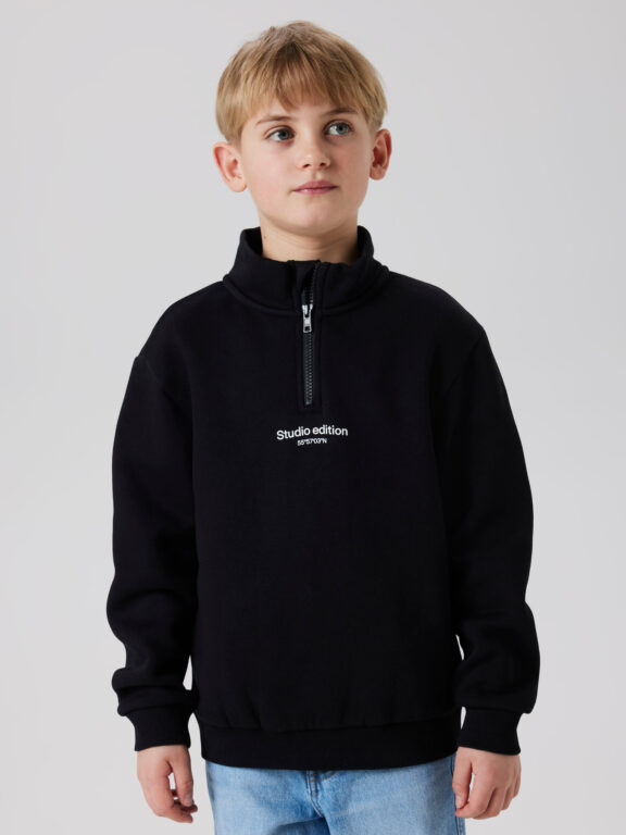 NAME IT Half Zip Sweatshirt Brody Black W. White Print