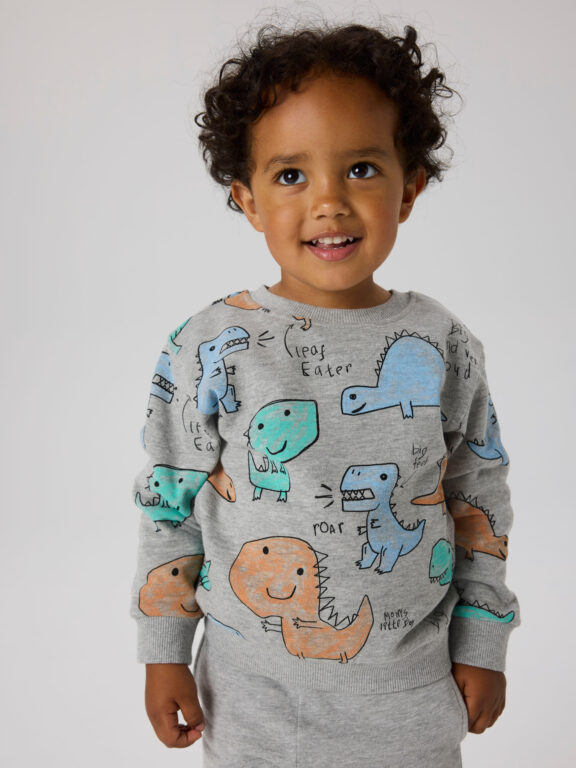 NAME IT Sweatshirt Sikko All Over Print Grey Melange