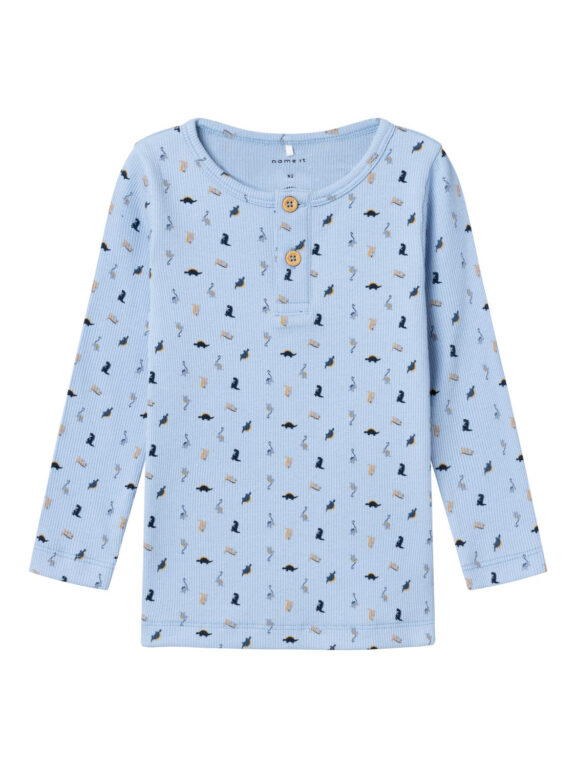 Name It Dabbu Bluse med Dino - Chambray Blue - 92 cm