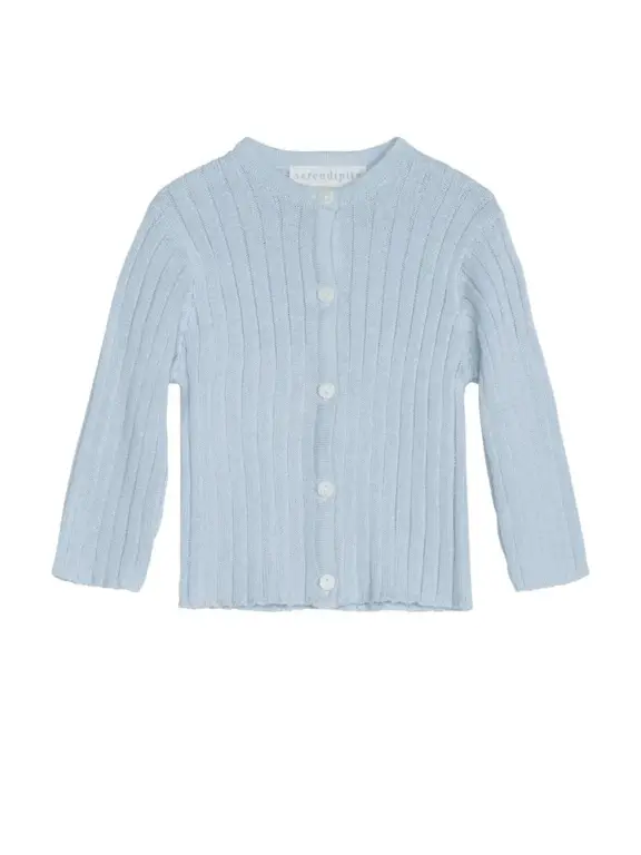 Rib Cardigan - Lyseblå - 80