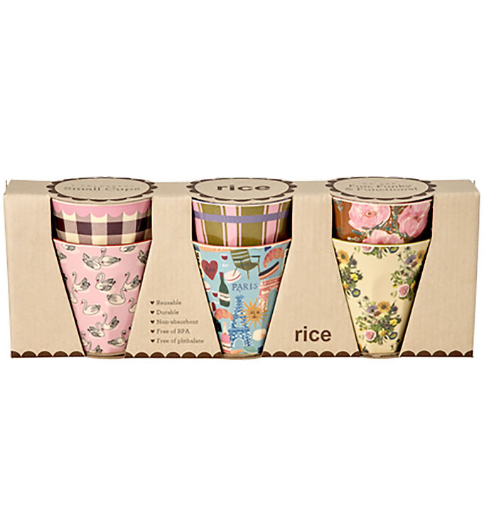 Rice Kopper - Melamin - 6 stk - 160 ml - Multi/Bon Vivant Prints