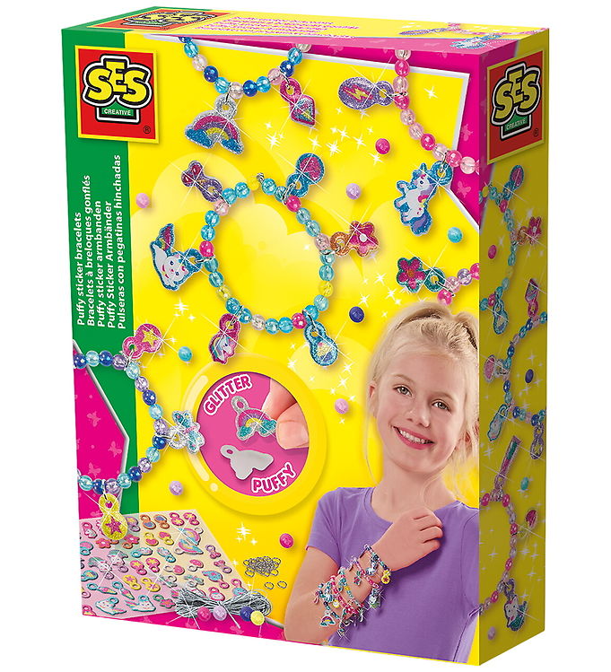 SES Creative Kreasæt - Lav Dine Egne Armbånd - Puffy Stickers SES Creative Kreasæt - Lav Dine Egne Armbånd - Puffy Stickers
