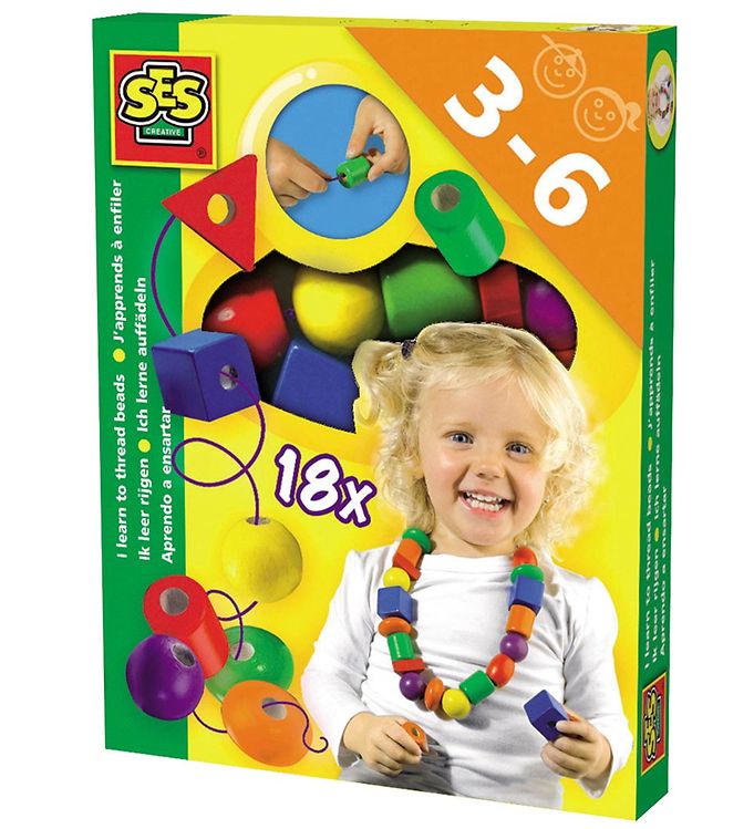 SES Creative Perler - Jeg Lærer At Tråde Perler