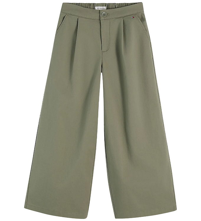Tommy Hilfiger bukser - Wide Leg - Utility SageGREEN
