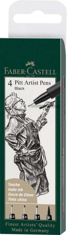 Tusser pitt artist sort ass. 4 stk. i etui