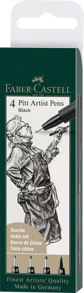 Tusser pitt artist sort ass. 4 stk. i etui