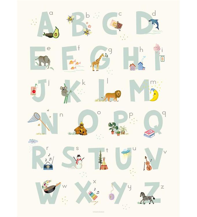 Vissevasse Plakat - 30x40 - Alphabet Blue English Vissevasse Plakat - 30x40 - Alphabet Blue English