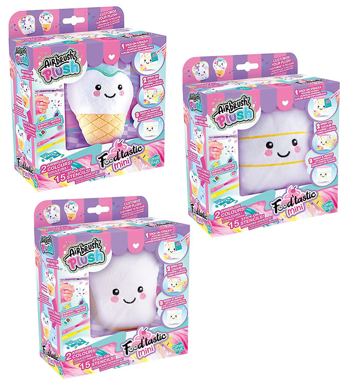 Airbrush Plush Bamse - 10 cm - Food'Tastic Mini - Assorteret
