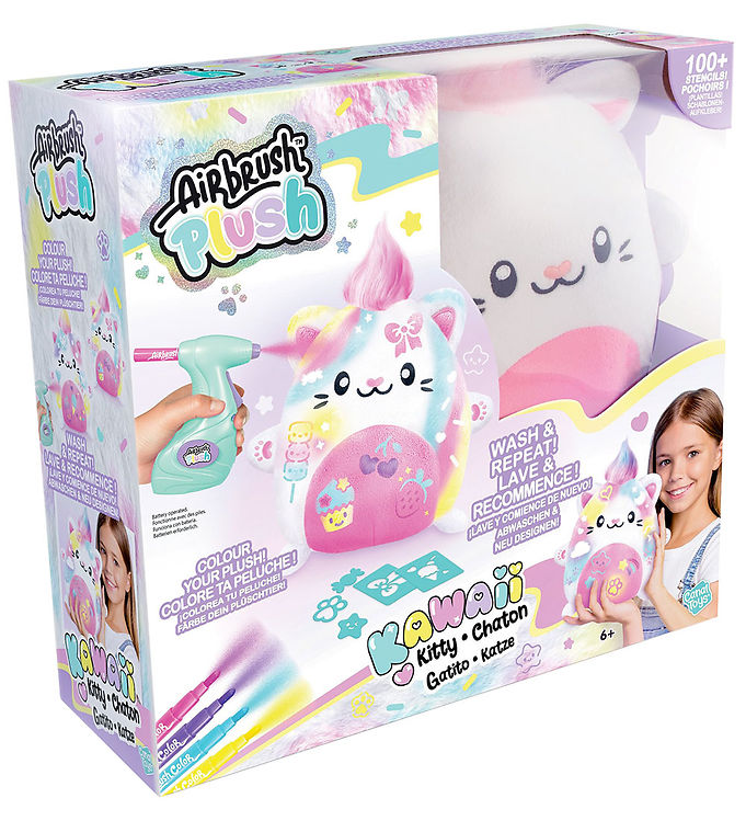 Airbrush Plush Bamse - 23 cm - Kawaii Kitty