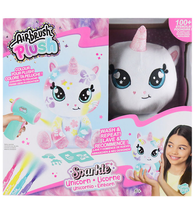 Airbrush Plush Bamse - 23 cm - Sparkle Unicorn