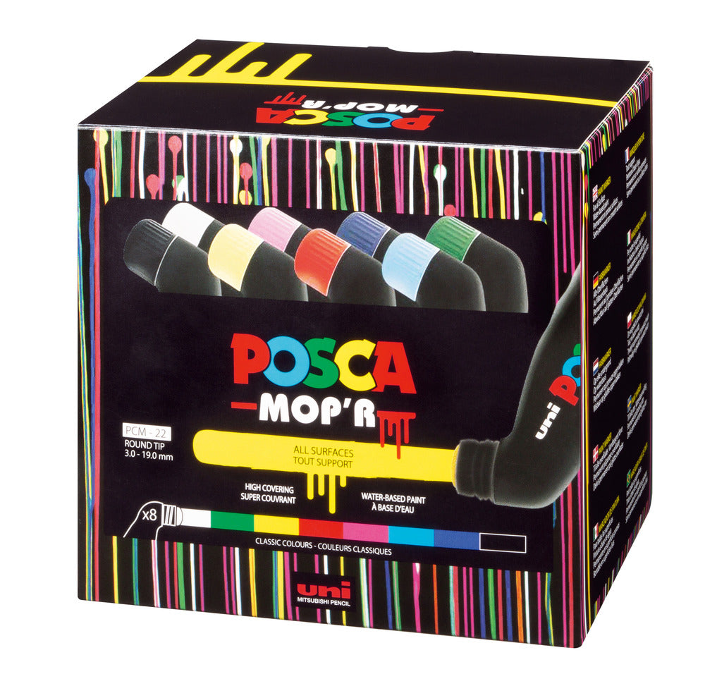 Akrylpen POSCA MOP'R sæt med 8 assorterede farver