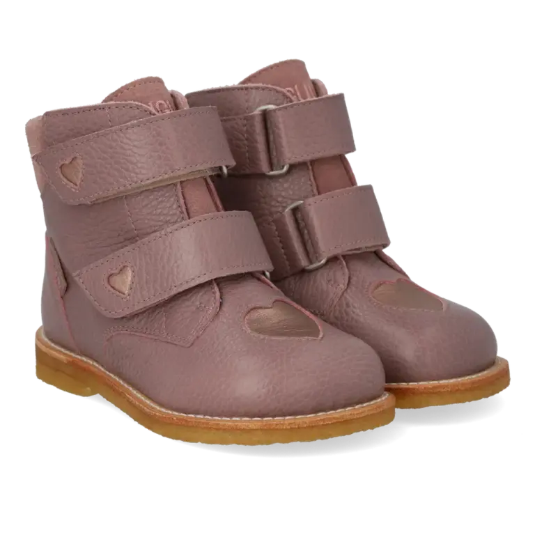 Angulus TEX-Støvle m. Glitterhjerter - Faded Rose/Rose Copper - 28