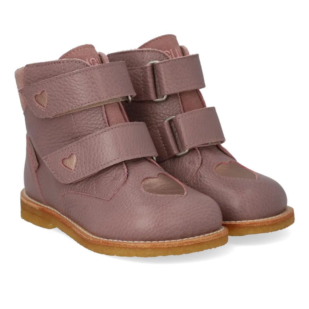 Angulus TEX-Støvle m. Glitterhjerter - Faded Rose/Rose Copper - 28