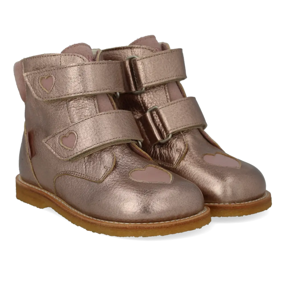 Angulus TEX-Støvle m. Glitterhjerter - Rose Copper/Faded Rose - 27