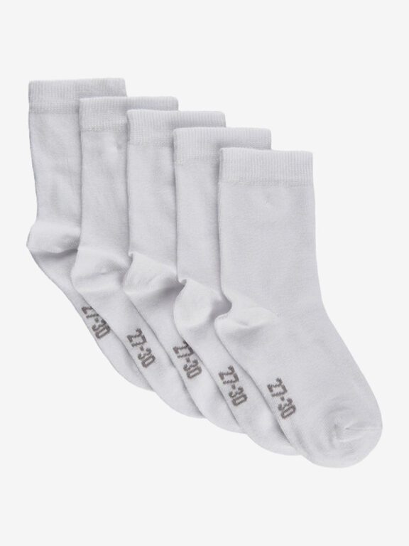 Ankel Sokker -Solid (5-pack) - White - 19/22