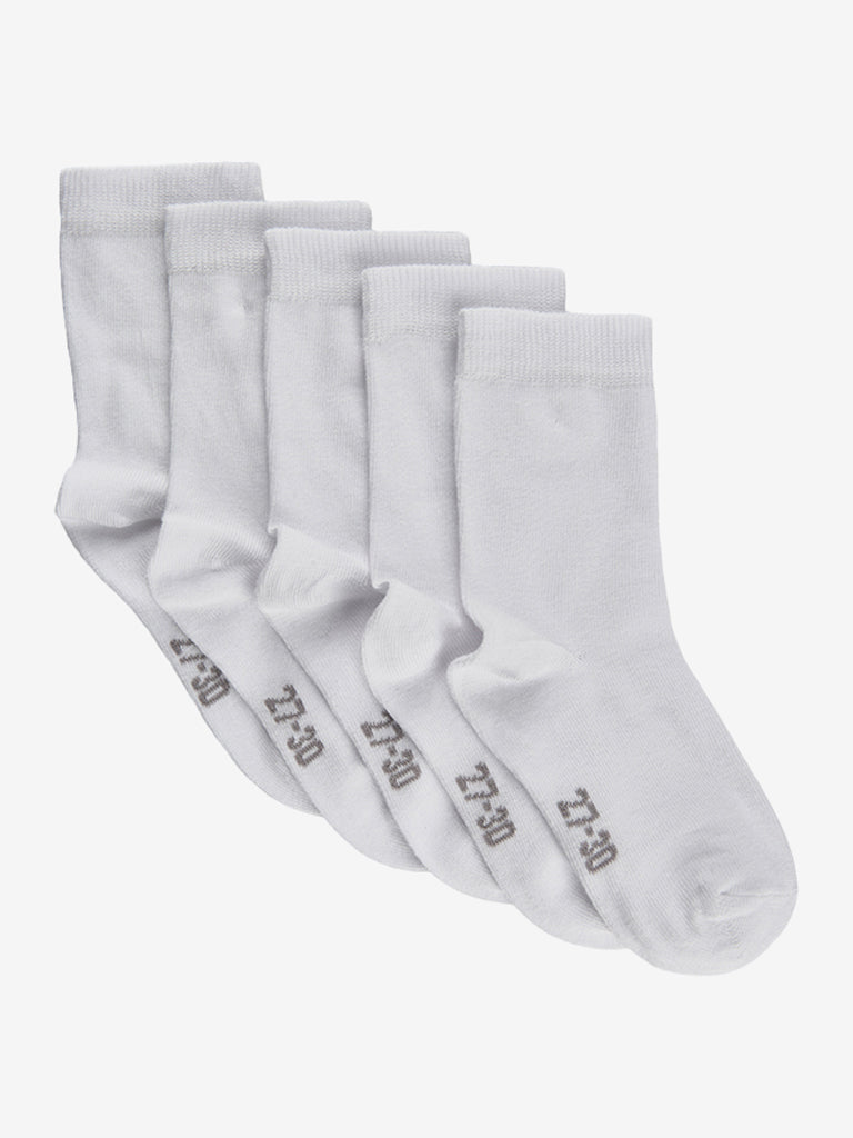 Ankel Sokker -Solid (5-pack) - White - 19/22