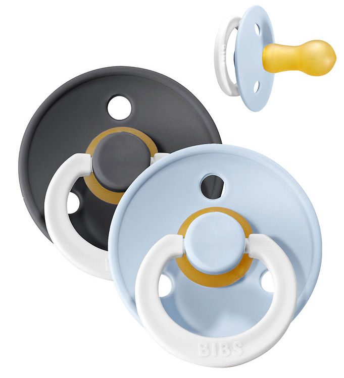 BIBS Colour Natsutter - Str. 2 - 2-pak - Rund - Iron/Baby Blue BIBS Colour Natsutter - Str. 2 - 2-pak - Rund - Iron/Baby Blue