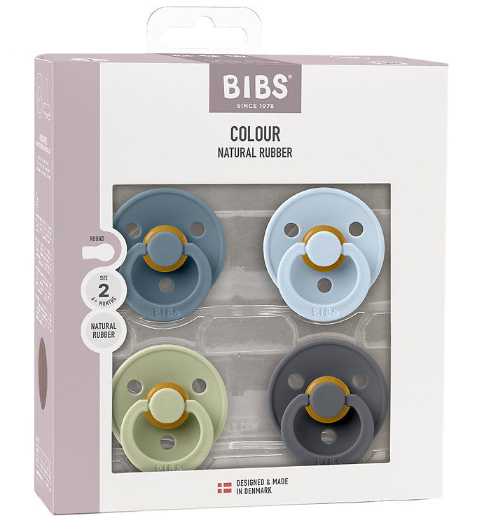 BIBS Colour Sutter - Str. 2 - 4-pak - Rund - Baby Blue Mix BIBS Colour Sutter - Str. 2 - 4-pak - Rund - Baby Blue Mix