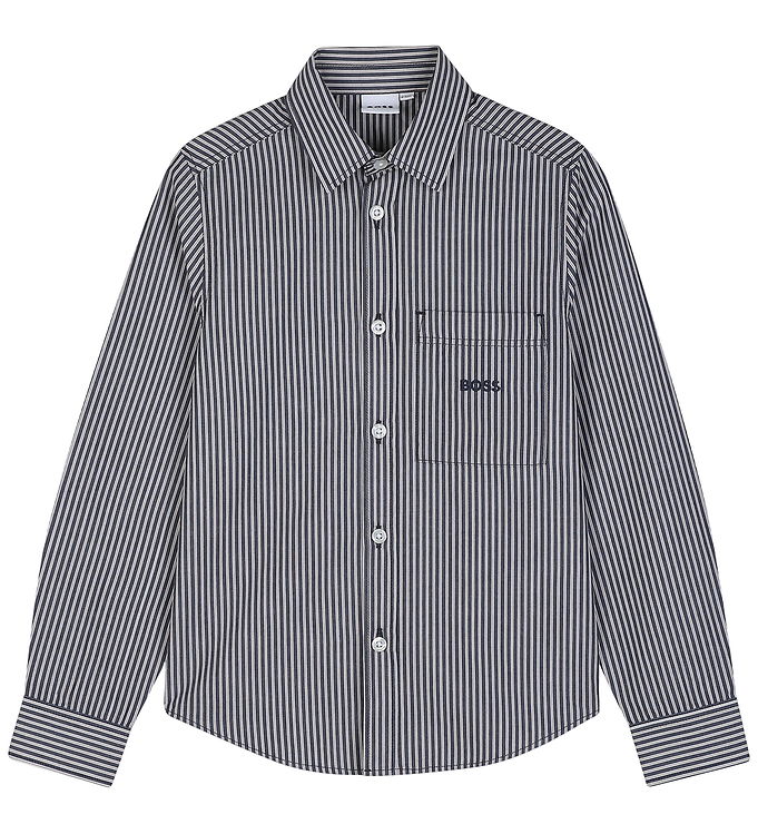 BOSS Skjorte - Navy/Hvid/Brun